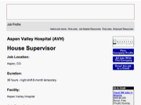 House Supervisor Job - Aspen Valley Hospital